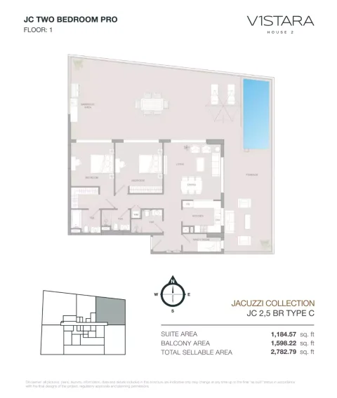 Floor plan, 3 Beds, 2,782 sq ft