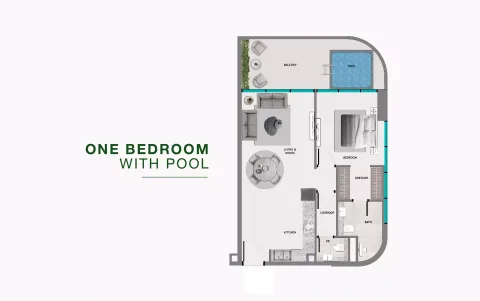 Floor plan, 1 Bed, 0 sq ft