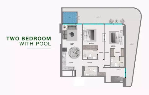 Floor plan, 2 Beds, 0 sq ft