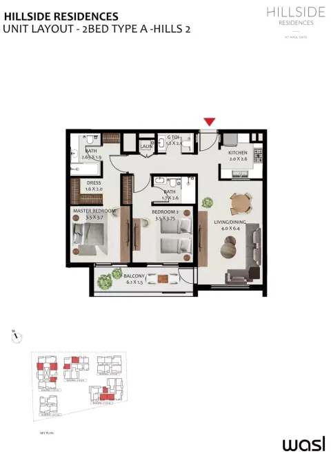 Floor plan, 2 Beds, 0 sq ft