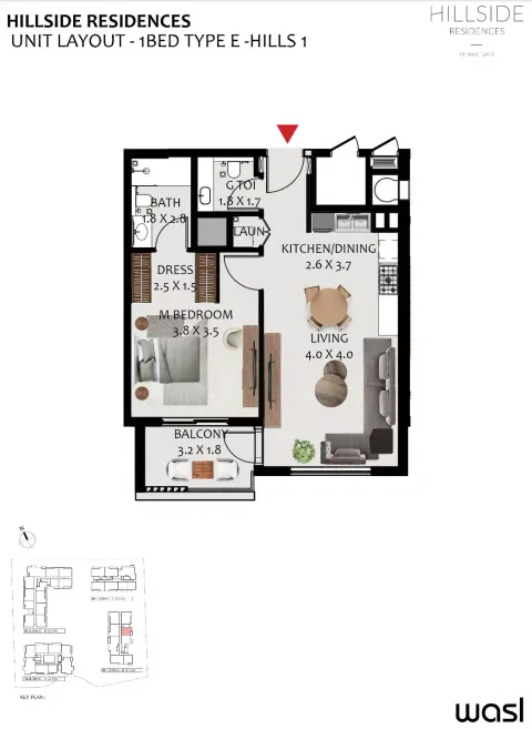 Floor plan, 1 Bed, 0 sq ft