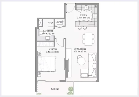 Floor plan, 1 Bed, 0 sq ft