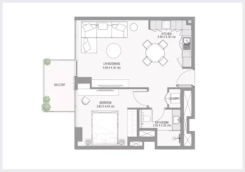 Floor plan, 1 Bed, 0 sq ft