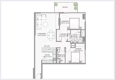 Floor plan, 2 Beds, 0 sq ft