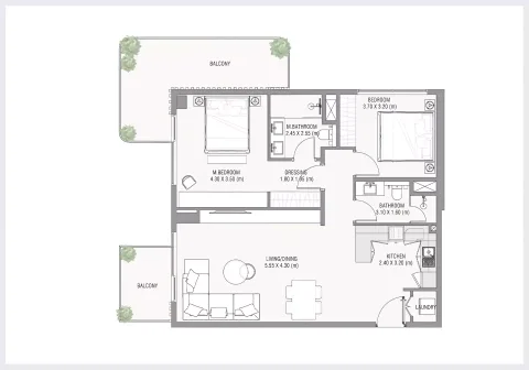 Floor plan, 2 Beds, 0 sq ft
