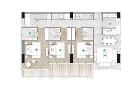 Floor plan, 3 Beds, 1,850 sq ft