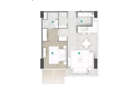 Floor plan, 1 Bed, 800 sq ft