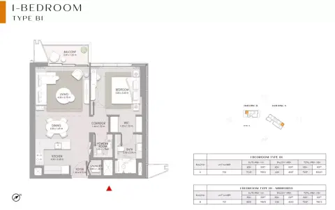 Floor plan, 1 Bed, 795 sq ft