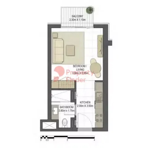 Floor plan, Studio, 388 sq ft