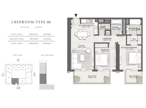 Floor plan, 2 Beds, 1,249 sq ft