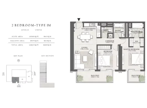 Floor plan, 2 Beds, 1,249 sq ft