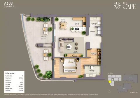 Floor plan, 1 Bed, 1,573 sq ft