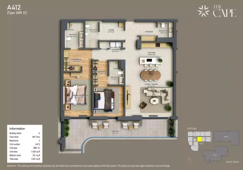 Floor plan, 2 Beds, 1,851 sq ft