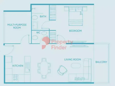 Floor plan, 1 Bed, 761 sq ft