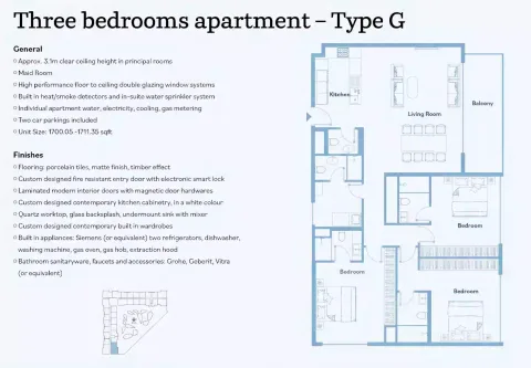 Floor plan, 3 Beds, 1,700 sq ft