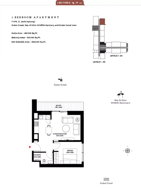 Floor plan, 1 Bed, 562 sq ft