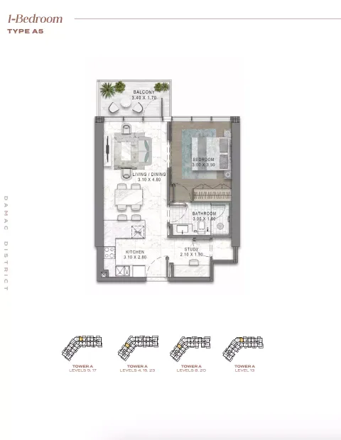 Floor plan, 1 Bed, 0 sq ft