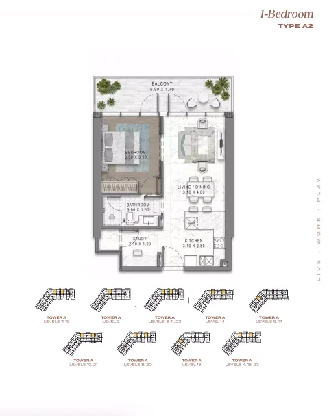 Floor plan, 1 Bed, 0 sq ft