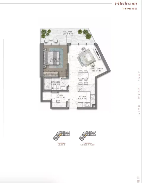 Floor plan, 1 Bed, 0 sq ft