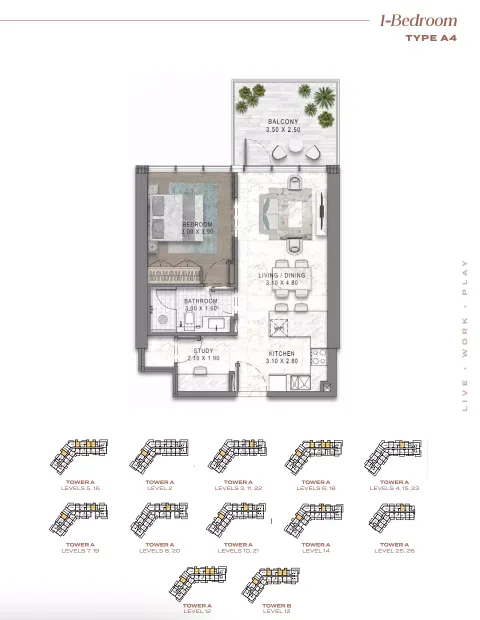 Floor plan, 1 Bed, 0 sq ft