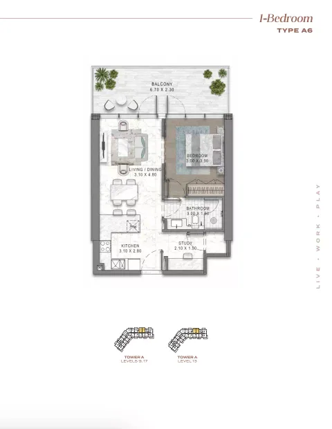 Floor plan, 1 Bed, 0 sq ft