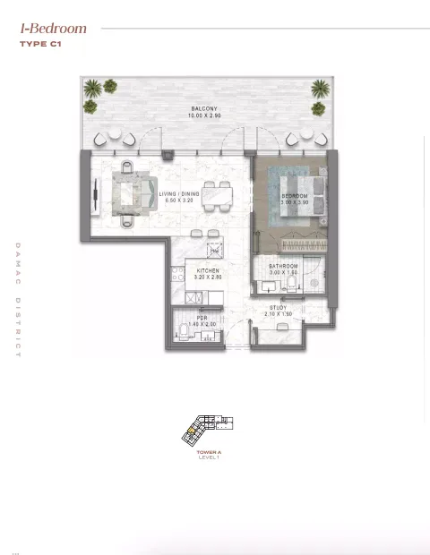 Floor plan, 1 Bed, 0 sq ft
