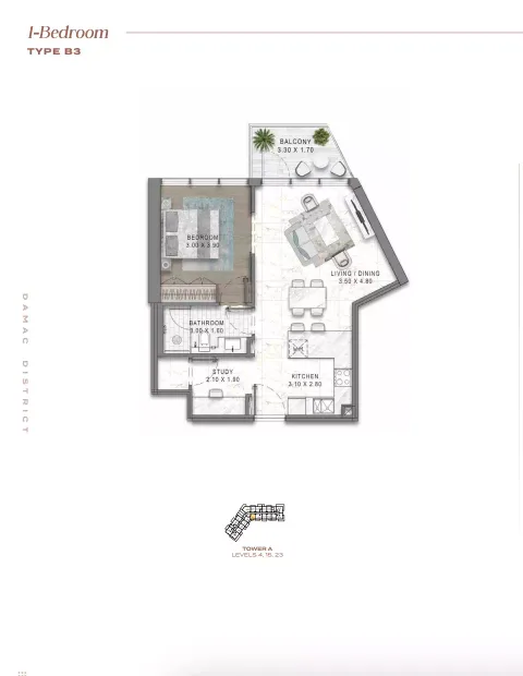 Floor plan, 1 Bed, 0 sq ft