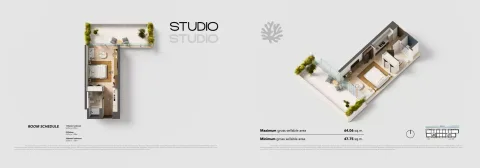 Floor plan, Studio, 505 sq ft