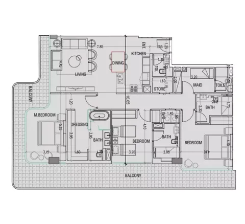 Floor plan, 3 Beds, 2,062 sq ft