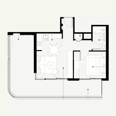 Floor plan, 1 Bed, 644 sq ft
