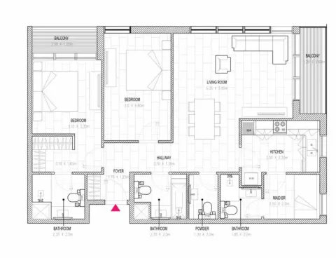 Floor plan, 2 Beds, 1,056 sq ft