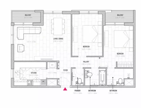 Floor plan, 2 Beds, 1,174 sq ft
