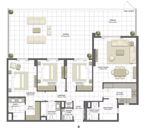 Floor plan, 3 Beds, 2,532 sq ft