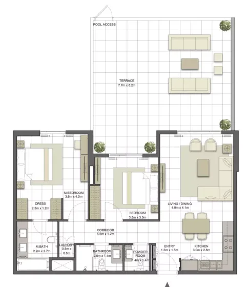 Floor plan, 2 Beds, 1,604 sq ft