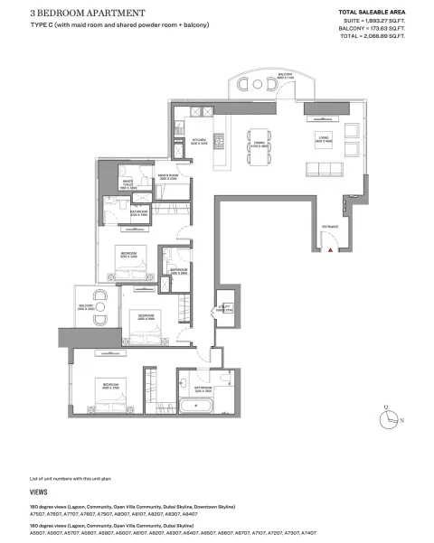 Floor plan, 3 Beds, 2,066 sq ft