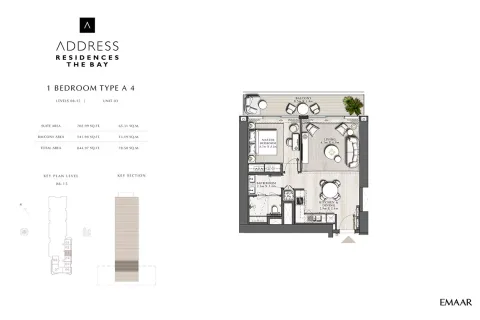 Floor plan, 1 Bed, 844 sq ft