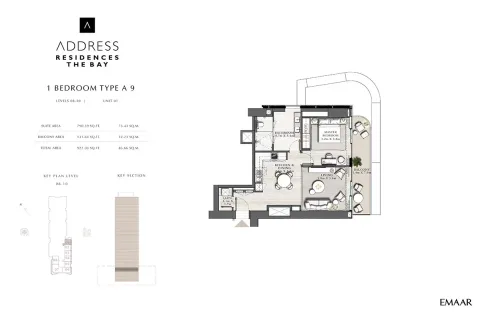 Floor plan, 1 Bed, 922 sq ft