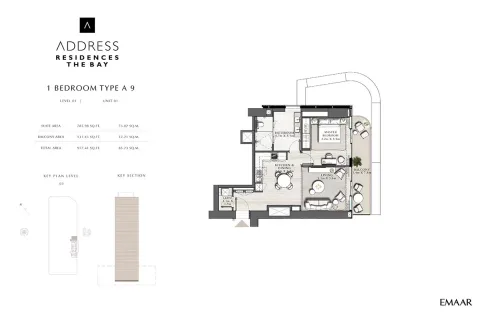 Floor plan, 1 Bed, 917 sq ft