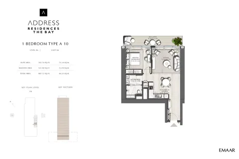 Floor plan, 1 Bed, 907 sq ft