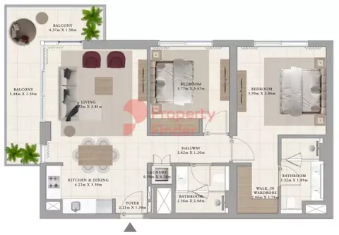 Floor plan, 2 Beds, 1,183 sq ft