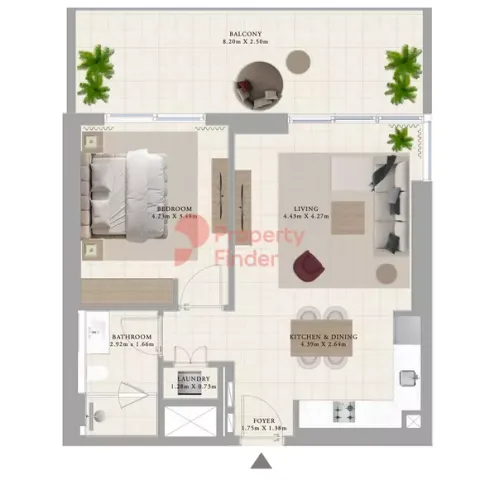 Floor plan, 1 Bed, 901 sq ft