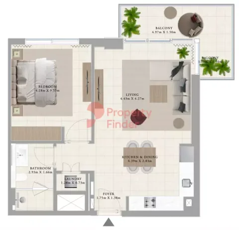 Floor plan, 1 Bed, 789 sq ft