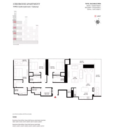 Floor plan, 3 Beds, 1,917 sq ft