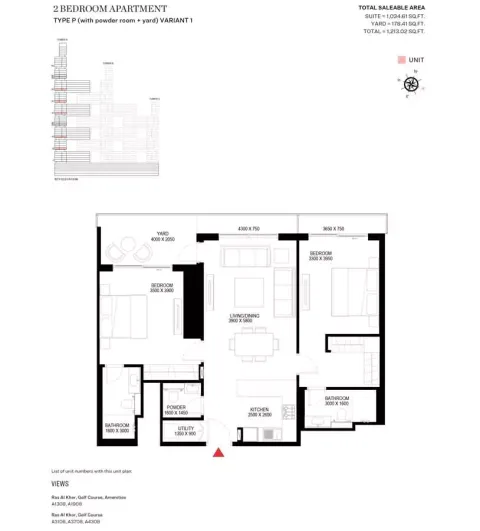 Floor plan, 2 Beds, 1,213 sq ft