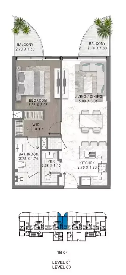 Floor plan, 1 Bed, 0 sq ft