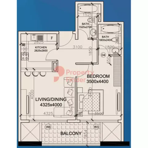 Floor plan, 1 Bed, 786 sq ft