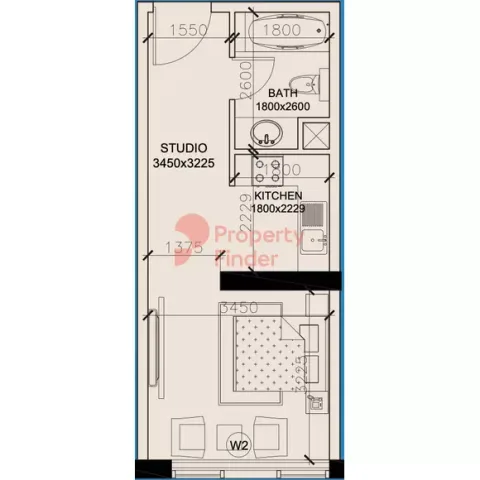 Floor plan, Studio, 351 sq ft