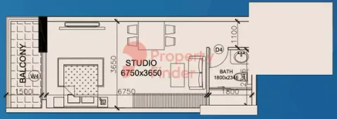 Floor plan, Studio, 538 sq ft