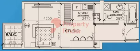 Floor plan, Studio, 491 sq ft