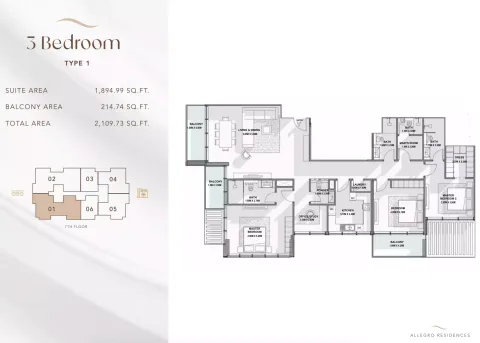 Floor plan, 3 Beds, 2,109 sq ft